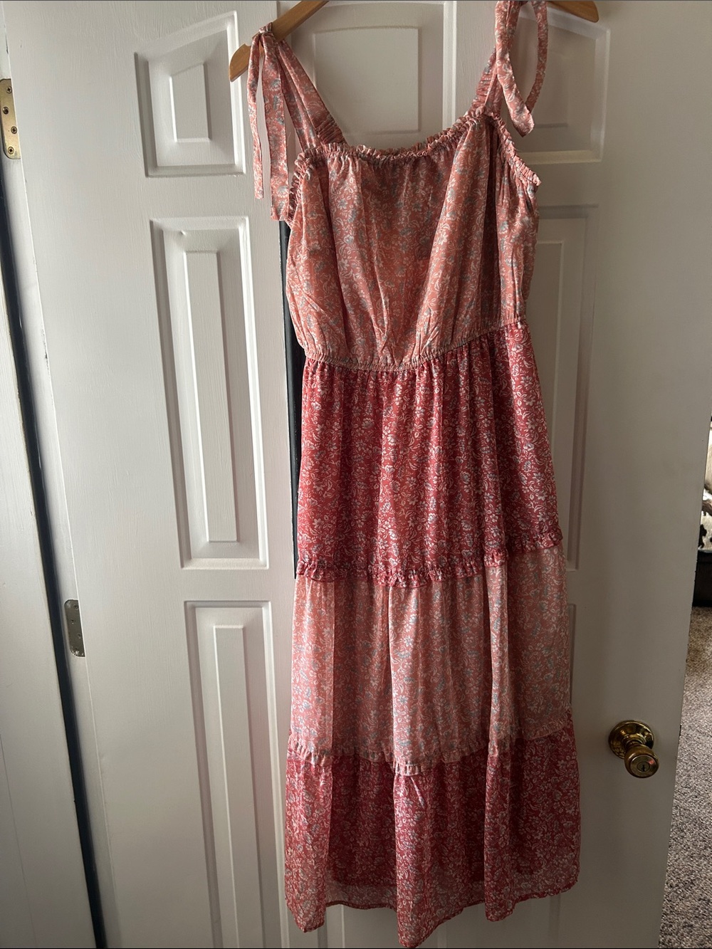 Sincerely Jules Pink Tiered Tie-Shoulder Maxi Dress